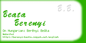 beata berenyi business card